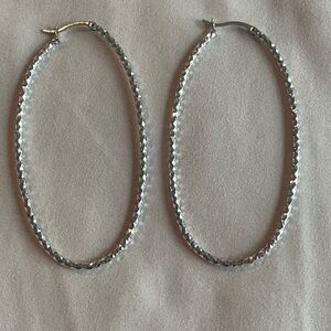 Textured Silver Hoop Earrings